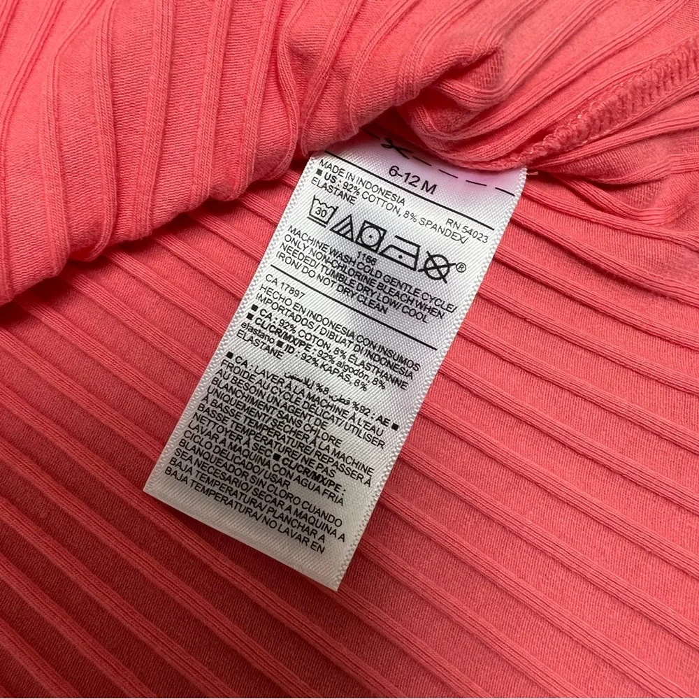 OLD NAVY SHORT SLEEVE RIBBED DRESS CORAL 6-12MO